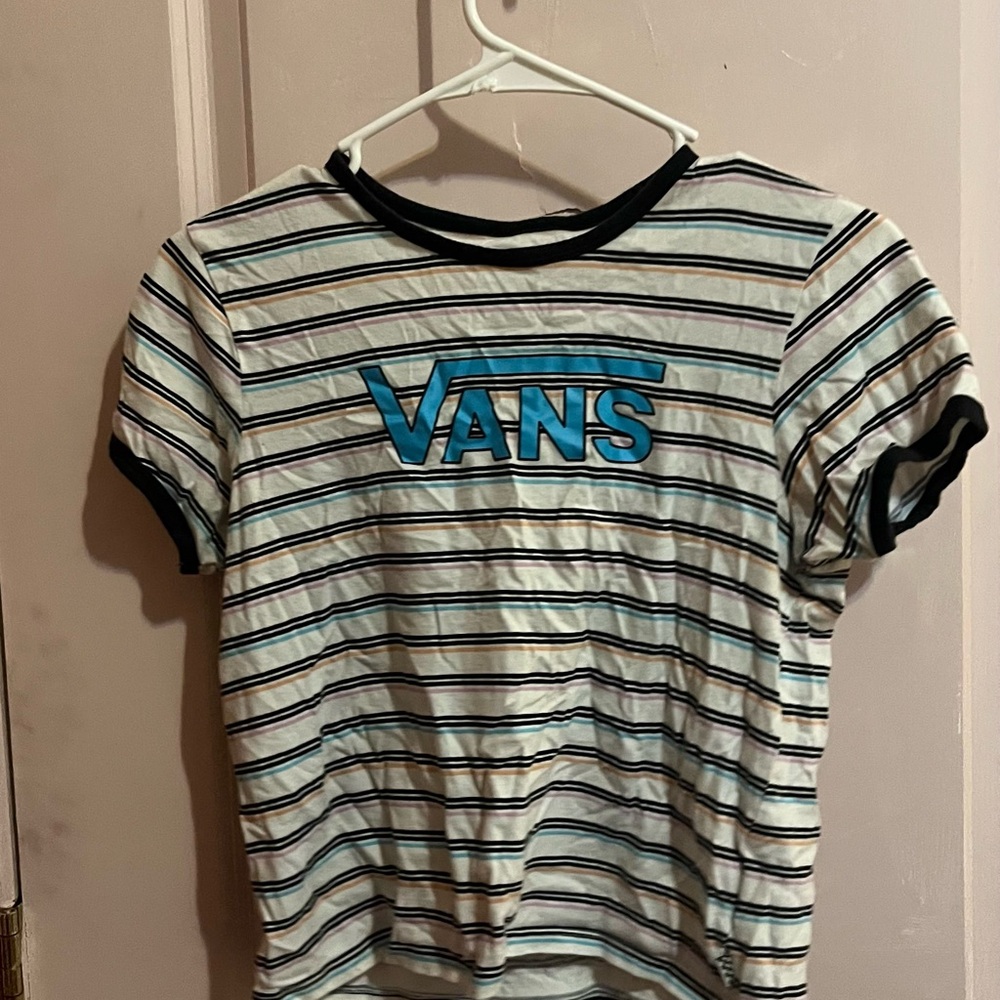 Vans Blue and Black Striped Tee